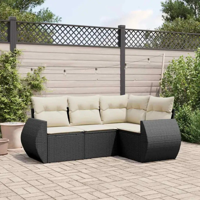 Lounge tuinsets in beige materiaal met waterdichte tas en gepoedercoat staal - Zwart en crème / Zonder tafel - Tuinsets