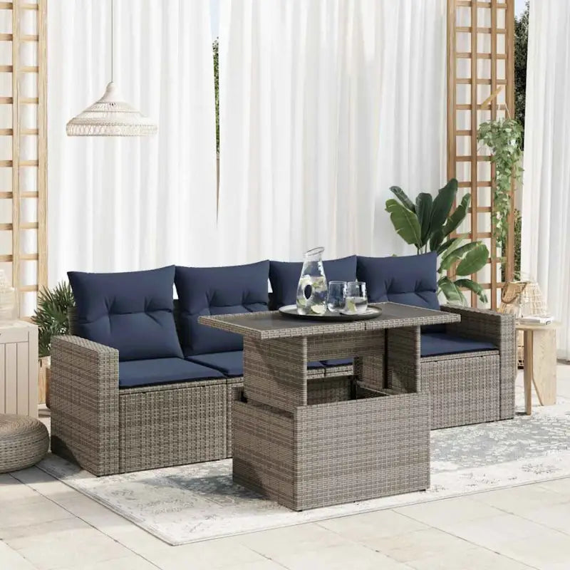 Lounge tuinsets in grijs materiaal met waterdichte tas en gepoedercoat staal - Grijs / met opbergruimte - Tuinsets