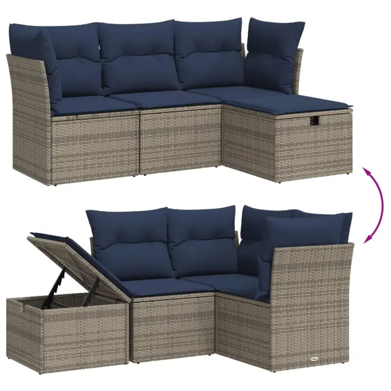 Lounge Tuinsets in Grijs met Gepoedercoat Staal en Afmetingen - Tuinsets