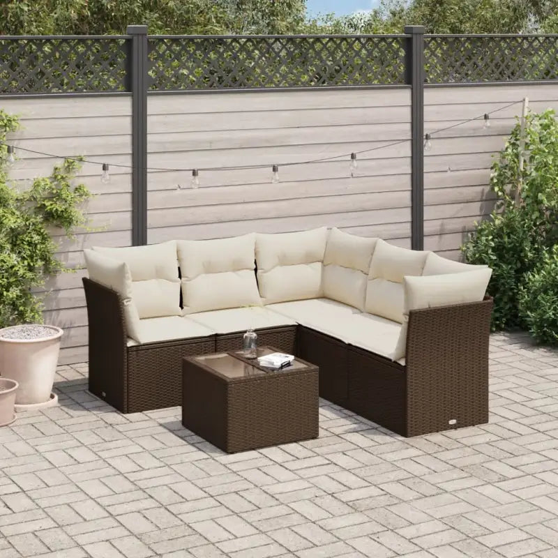Lounge tuinsets met beige materiaal en gepoedercoat staal afmetingen - Bruin en crème / Met tafel - Tuinsets