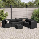Lounge tuinsets met poly rattan en gepoedercoat staal hemelterwijl de afmetingen rugkussen comfortabel maken - Zwart