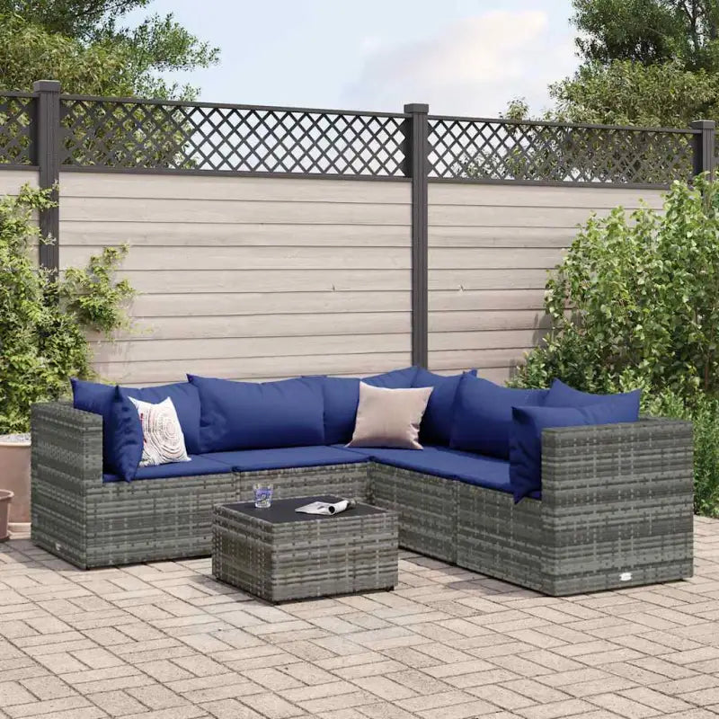 Lounge tuinsets met poly rattan en gepoedercoat staal hemelterwijl de afmetingen rugkussen comfortabel maken - Grijs