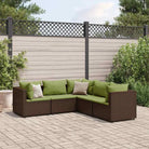 Lounge tuinsets met poly rattan en gepoedercoat staal hemelterwijl de afmetingen rugkussen comfortabel maken - Bruin