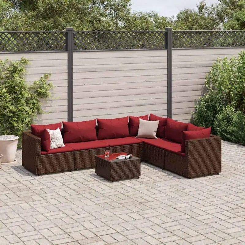 Lounge tuinsets met poly rattan en gepoedercoat staal hemelterwijl de afmetingen rugkussen comfortabel maken - Bruin