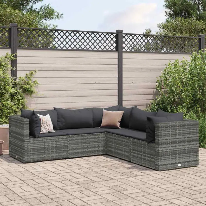 Lounge tuinsets met poly rattan en gepoedercoat staal hemelterwijl de afmetingen rugkussen comfortabel maken - Grijs