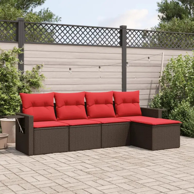 Lounge Tuinsets met Waterdichte Zak en Gepoedercoat Staal Afmetingen - Bruin en rood / Zonder tafel - Tuinsets