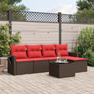 Lounge Tuinsets met Waterdichte Zak en Gepoedercoat Staal Afmetingen - Bruin en rood / Met tafel - Tuinsets