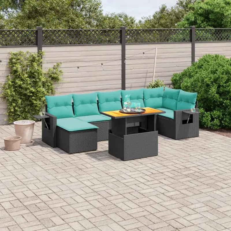 Lounge tuinsets met zwart materiaal en gepoedercoat staal afmetingen - Zwart / 3x midden + Tafel + hoek - Tuinsets