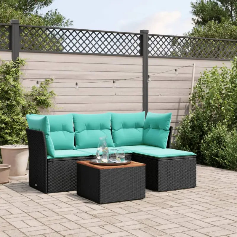 Lounge tuinsets van gepoedercoat staal in zwart materiaal voor buitengebruik - Zwart en blauw - Tuinsets