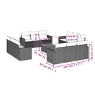 Lounge tuinsets van poly rattan met gepoedercoat staal en afmetingen - Tuinsets