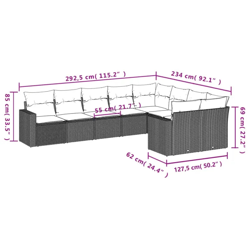 Lounge tuinsets van zwart materiaal en gepoedercoat staal afmetingen - Tuinsets