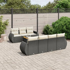 Lounge tuinsets van zwart materiaal en gepoedercoat staal - Zwart en crème - Tuinsets
