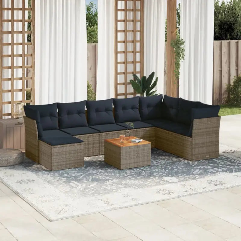 Lounge tuinsets van zwart materiaal met gepoedercoat staal afmetingen - Grijs - Tuinsets