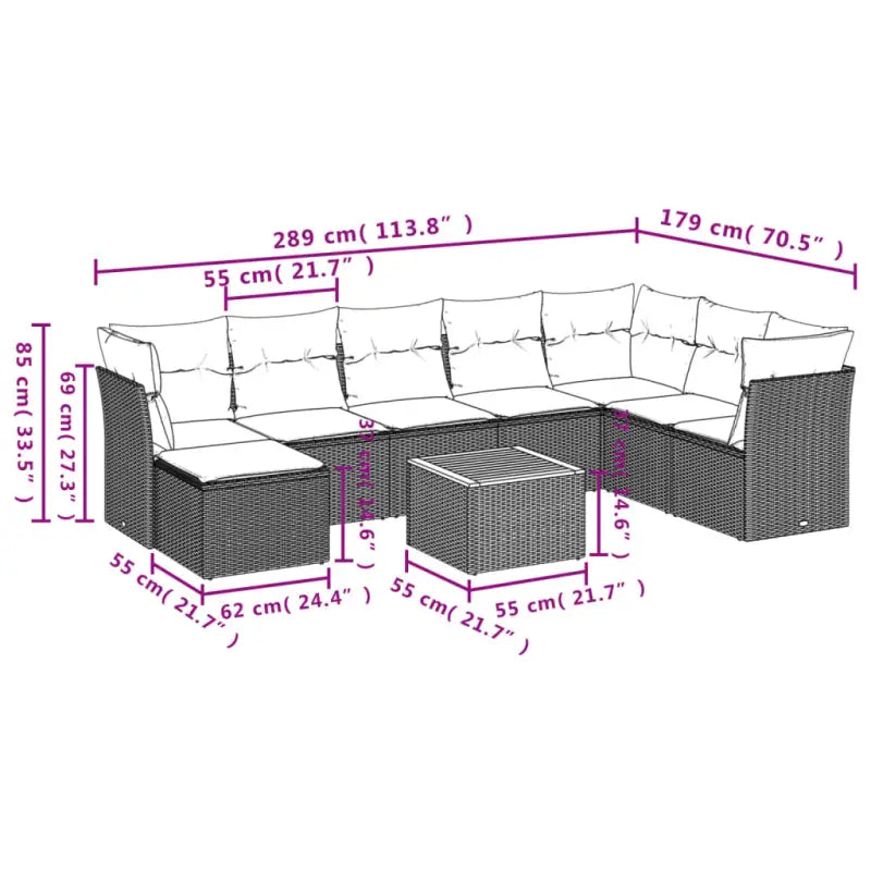 Lounge tuinsets van zwart materiaal met gepoedercoat staal afmetingen - Tuinsets