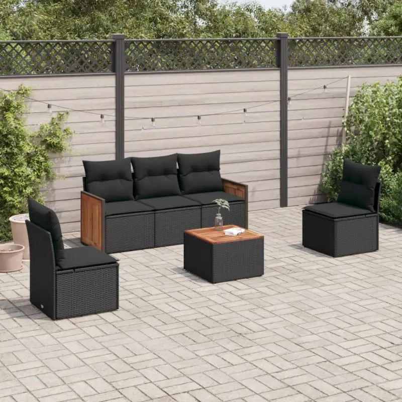 Lounge tuinsets van zwart materiaal met gepoedercoat staal en poly rattan - Tuinsets