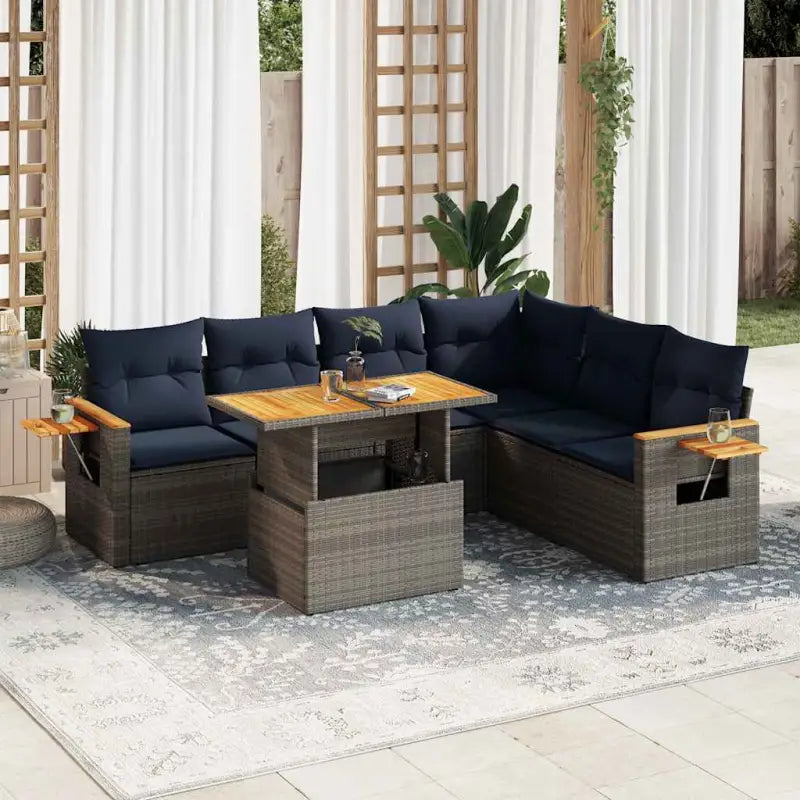 Lounge tuinstel in grijs materiaal met waterdichte tas en gepoedercoat staal - Grijs / met opbergruimte - Tuinsets