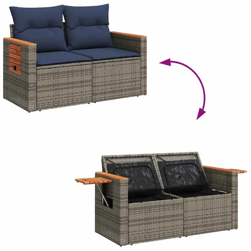 Lounge tuinstel in grijs materiaal met waterdichte tas en gepoedercoat staal - Tuinsets