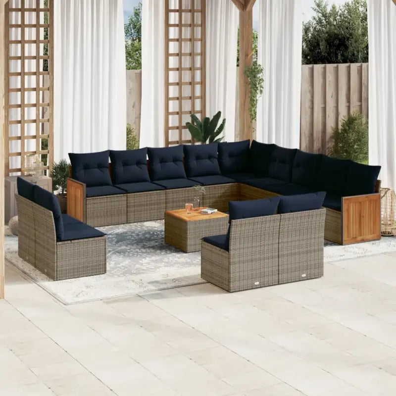 Lounge tuinstel in grijs materiaal met waterdichte zak en gepoedercoat staal - grijs en marineblauw / Met tafel