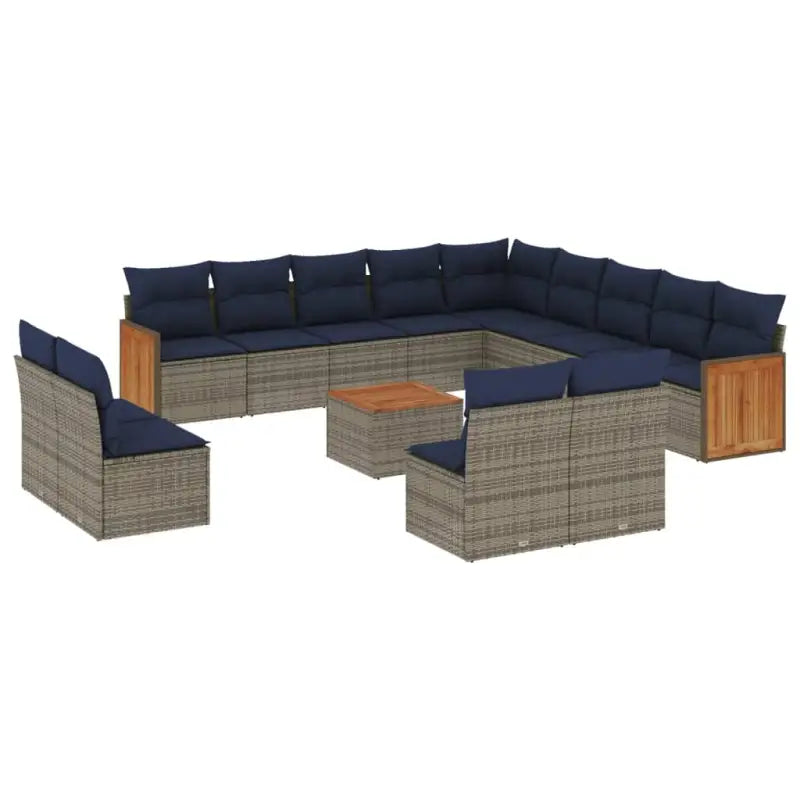 Lounge tuinstel in grijs materiaal met waterdichte zak en gepoedercoat staal - grijs en marineblauw / Met tafel