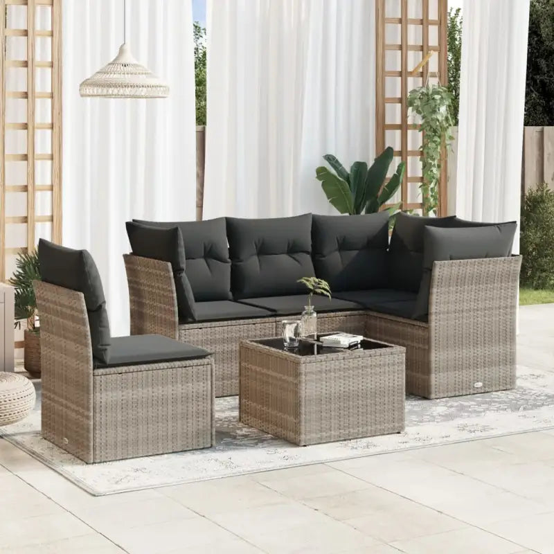 Lounge tuinstoel in beige materiaal met gepoedercoat staal afmetingen - Lichtgrijs / Met tafel - Tuinsets