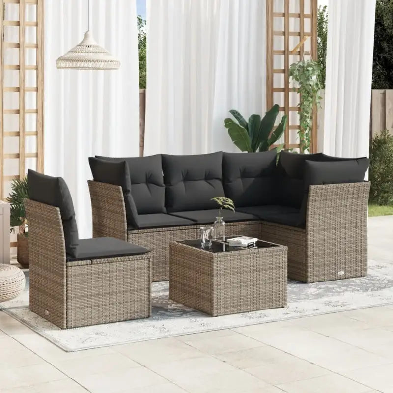 Lounge tuinstoel in beige materiaal met gepoedercoat staal afmetingen - Grijs / Met tafel - Tuinsets