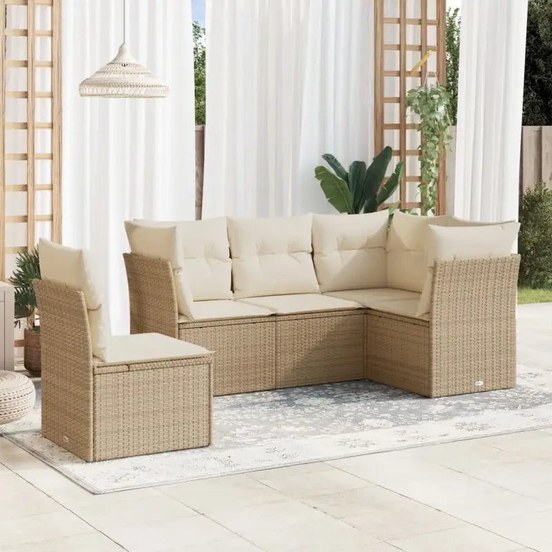 Lounge tuinstoel in beige materiaal met gepoedercoat staal afmetingen - beige en crèmekleurig / Zonder tafel - Tuinsets