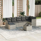 Lounge tuinstoel set met beige materiaal en gepoedercoat staal - Lichtgrijs / Met tafel - Tuinsets