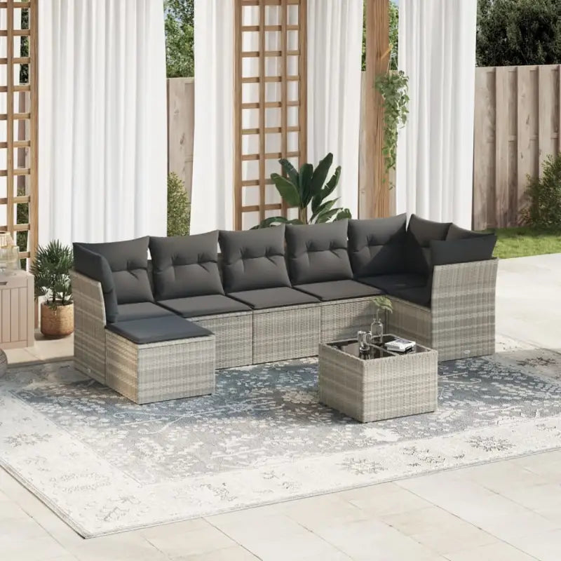 Lounge tuinstoel set met beige materiaal en gepoedercoat staal - Lichtgrijs / Met tafel - Tuinsets