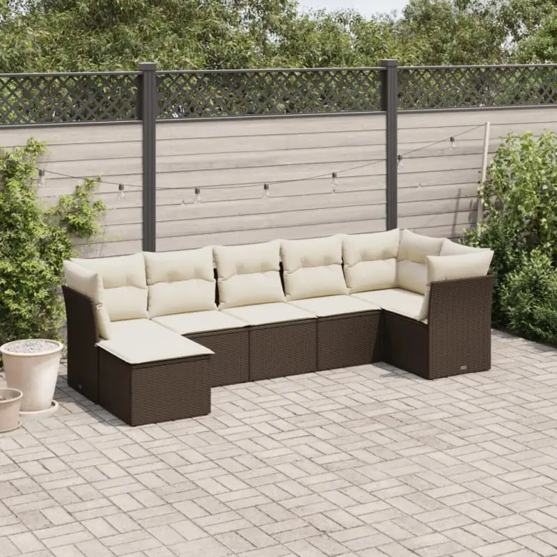 Lounge tuinstoel set met beige materiaal en gepoedercoat staal - Bruin en crème / Zonder tafel - Tuinsets