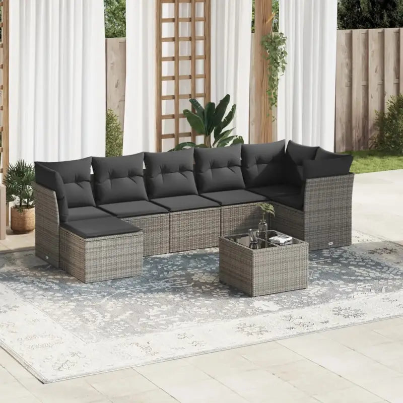 Lounge tuinstoel set met beige materiaal en gepoedercoat staal - Grijs / Met tafel - Tuinsets