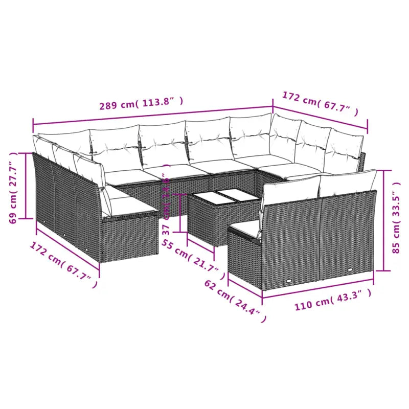 Lounge tuinstoel set met poly rattan en gepoedercoat staal - Tuinsets