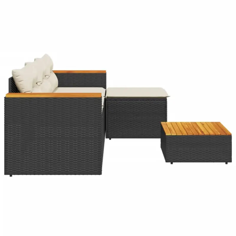 Lounge tuinstoelen in zwart materiaal met natuurlijke afwerking en afmetingen - Tuinsets