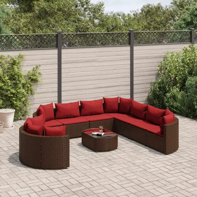 Lounge tuinstoelen set met grijs materiaal en gepoedercoat staal - Bruin en rood - Tuinsets
