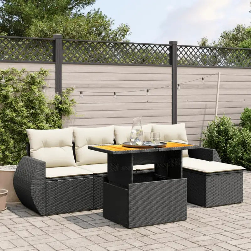 Lounge tuinstoelset in beige materiaal met gepoedercoat staal afmetingen - Zwart en crème / zonder opbergruimte