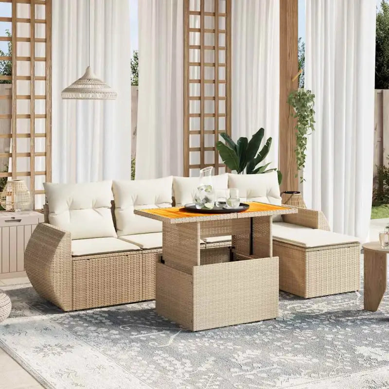 Lounge tuinstoelset in beige materiaal met gepoedercoat staal afmetingen - beige en crèmekleurig / zonder opbergruimte