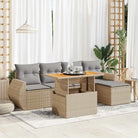 Lounge tuinstoelset in beige materiaal met gepoedercoat staal afmetingen - Beige en grijs / met opbergruimte - Tuinsets