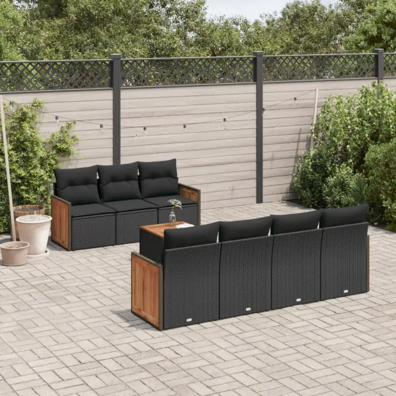 Lounge tuinstoelset in zwart materiaal met poly rattan en gepoedercoat staal - Zwart - Tuinsets