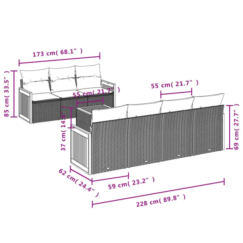 Lounge tuinstoelset in zwart materiaal met poly rattan en gepoedercoat staal - Tuinsets