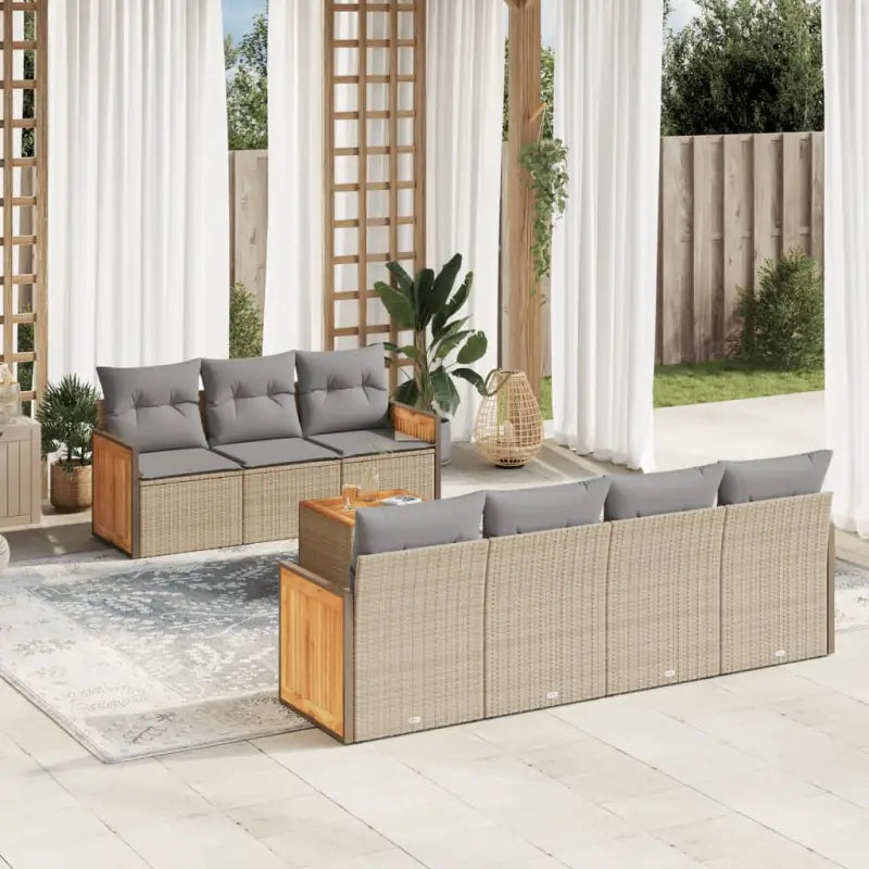 Lounge tuinstoelset in zwart materiaal met poly rattan en gepoedercoat staal - Beige en grijs - Tuinsets