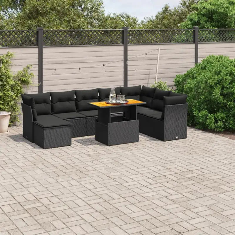 Lounge tuinstoelset van beige materiaal en gepoedercoat staal - Zwart / zonder opbergruimte - Tuinsets