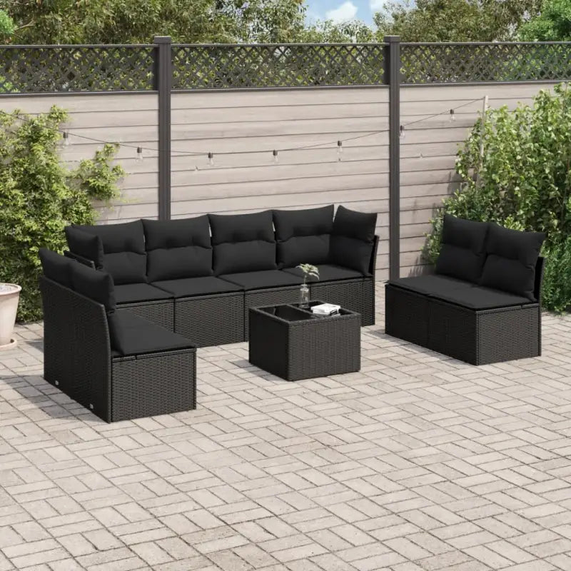Lounge tuinstoelset van poly rattan met comfortabele zitervaring - Zwart / Met tafel - Tuinsets