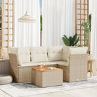 Lounge tuintafel set met gepoedercoat staal en poly rattan afmetingen - beige en crèmekleurig - Tuinsets