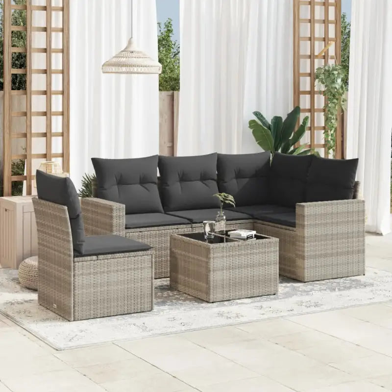 Lounge tuintafel set van gepoedercoat staal met beige materiaal - Lichtgrijs / Met tafel - Tuinsets