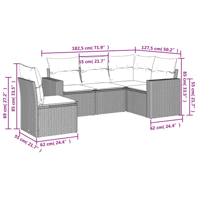 Lounge tuintafel set van gepoedercoat staal met beige materiaal - Tuinsets