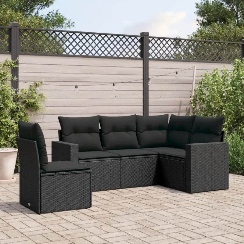 Lounge tuintafel set van gepoedercoat staal met beige materiaal - Zwart / Zonder tafel - Tuinsets