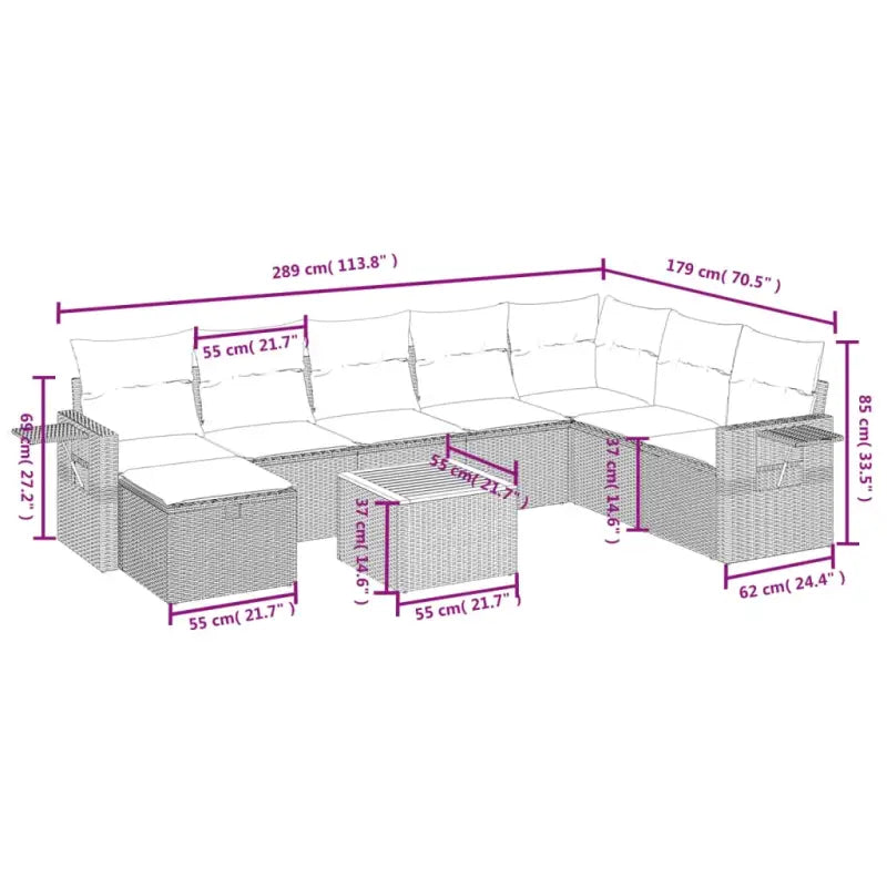Lounge tuintafelset in beige materiaal en gepoedercoat staal - Tuinsets