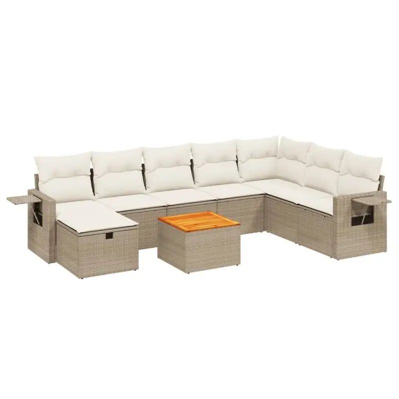 Lounge tuintafelset in beige materiaal en gepoedercoat staal - Tuinsets