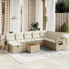 Lounge tuintafelset in beige materiaal en gepoedercoat staal - Tuinsets