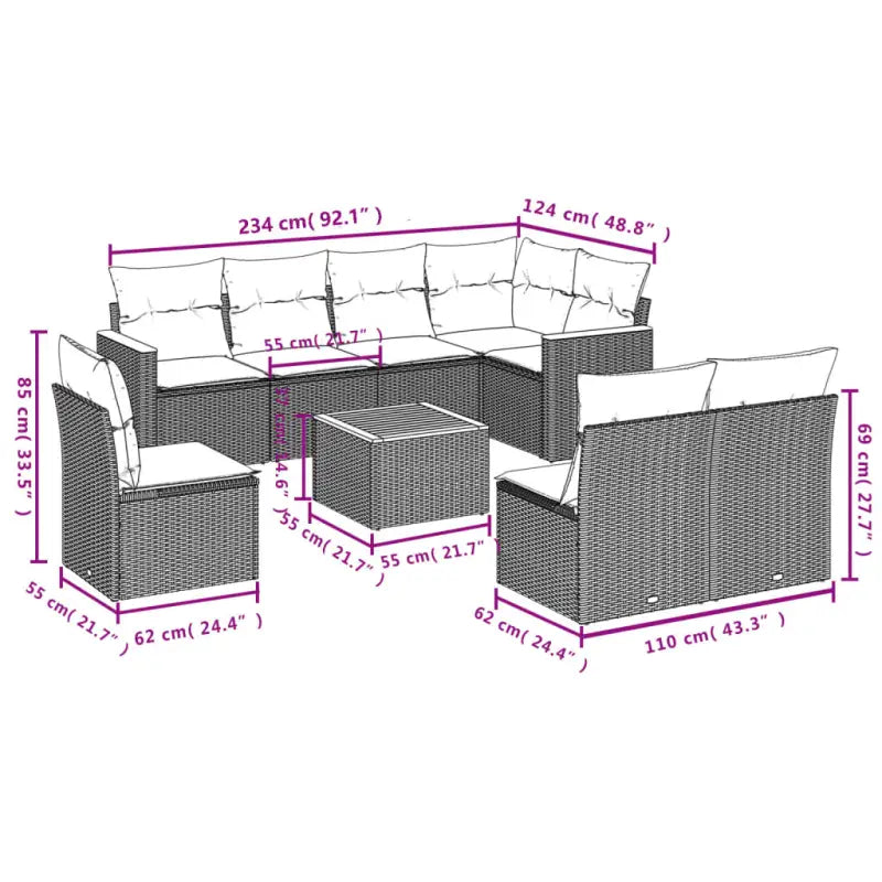 Lounge tuintafelset in grijs materiaal met gepoedercoat staal en waterdichte tas - Tuinsets