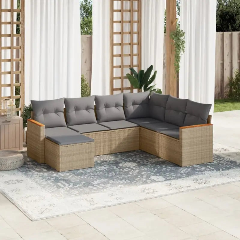 Lounge tuintafelset met beige materiaal en gepoedercoat staal afmetingen - Gemengd beige / Zonder tafel - Tuinsets